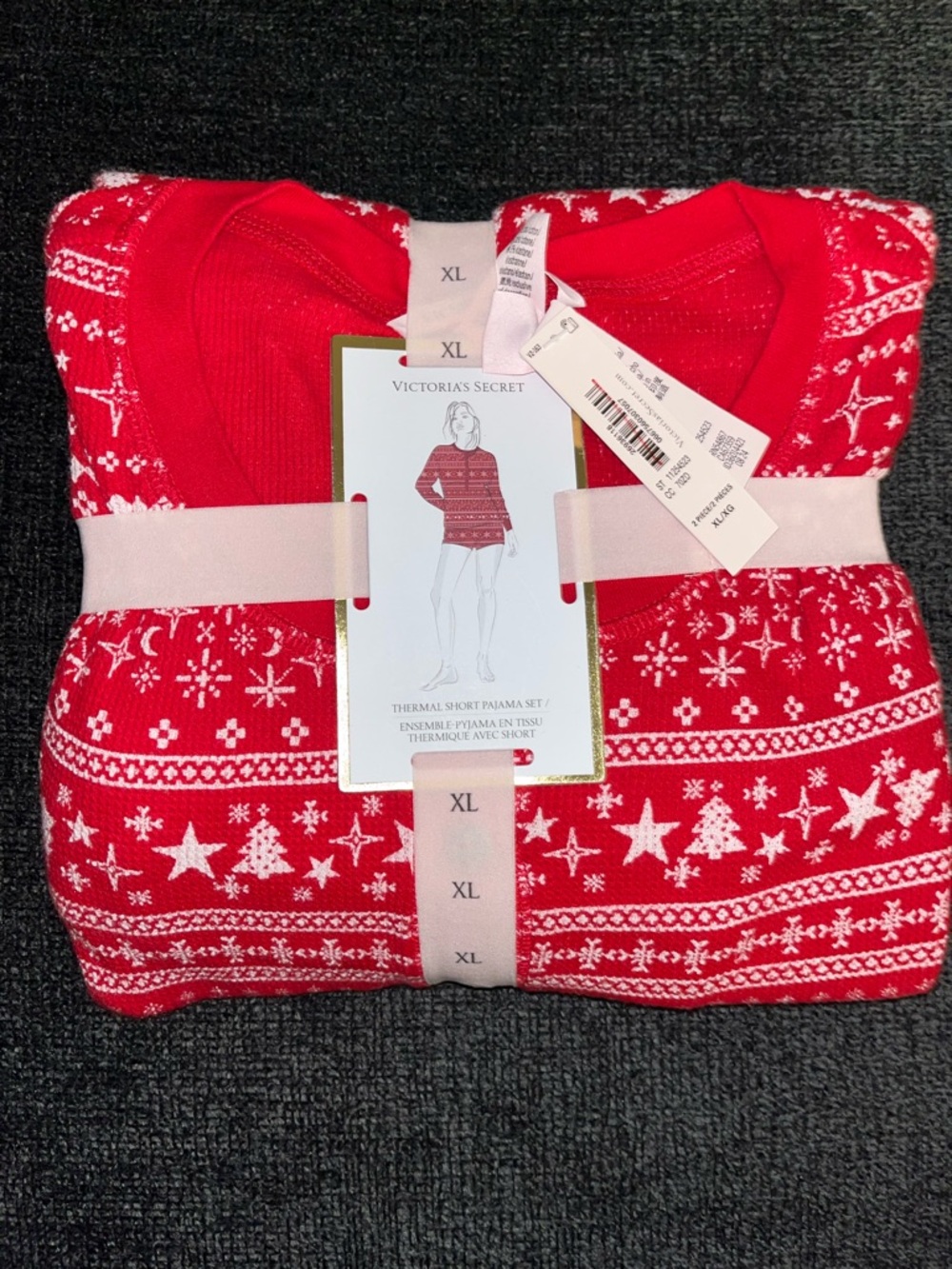 Victoria's Secret Red Fair Isle Thermal Sweater Top